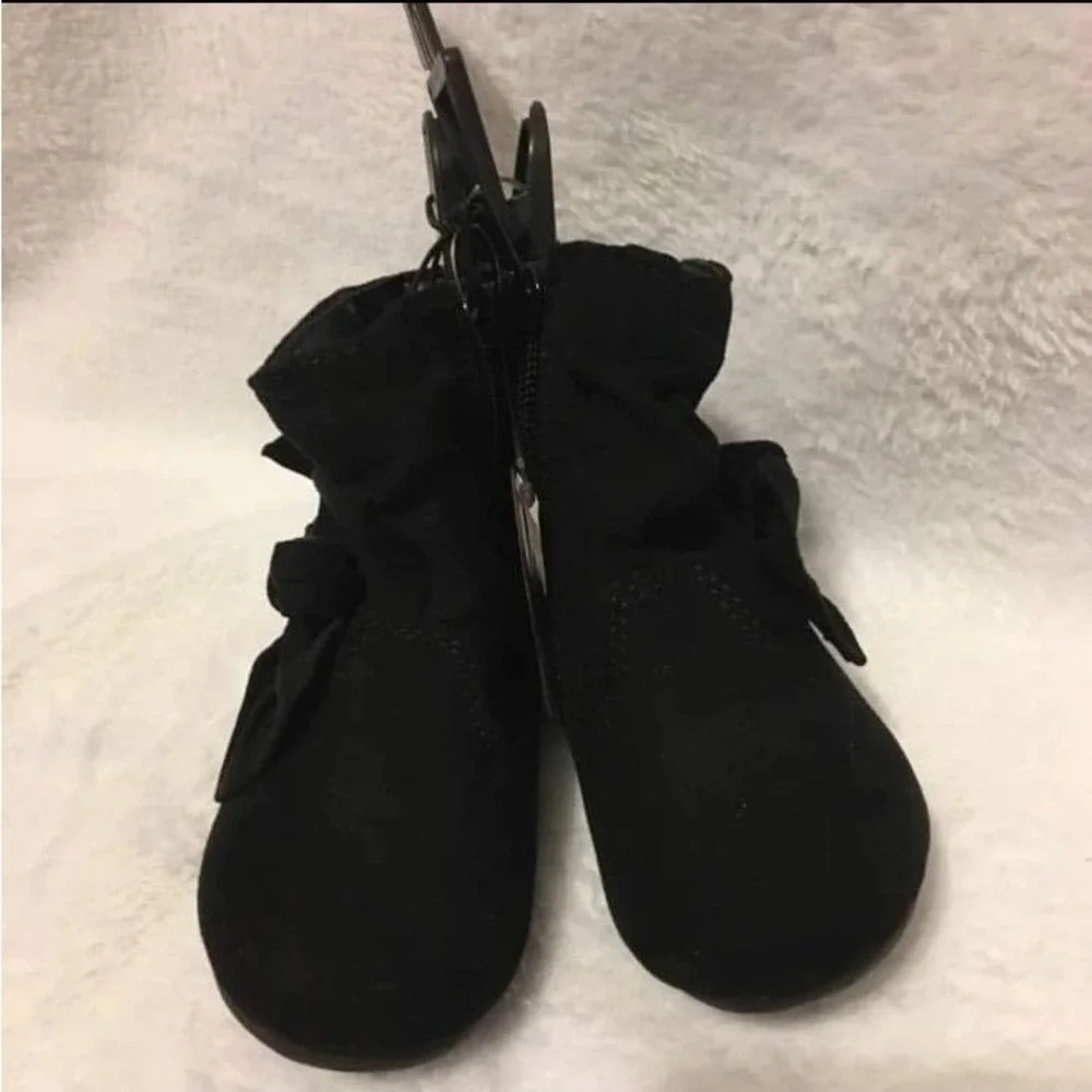 Unbranded Ankle Boots Toddler Girls Size 6 Black Good Faux Suede Bow Detail